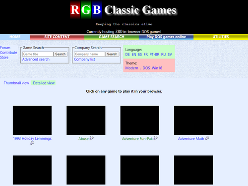 RGB Classic Games - All games that can be played online