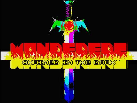 Retro - Wanderers. Chained in the dark. (ZX Spectrum). SAM style - main coder, some gfx; SCL - map gfx, beta testing;SAND - title picture; RISKEJ - music; RASMER - beta testing, 2014