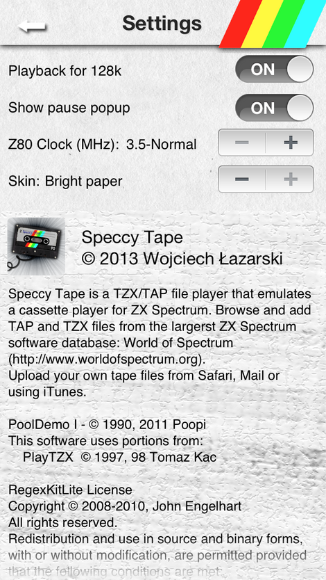 [ZX] Speccy: Speccy Tape 1.4.0 dla iOS