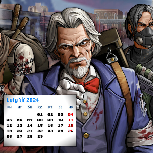 Kalendarz na rok 2024. Strona Luty / 2024