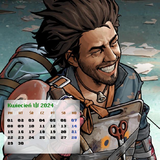 Kalendarz na rok 2024. Strona Kwiecień / 2024